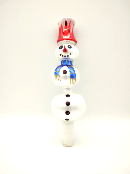 Treetop snowman with 3 balls - red hat, blue scarf